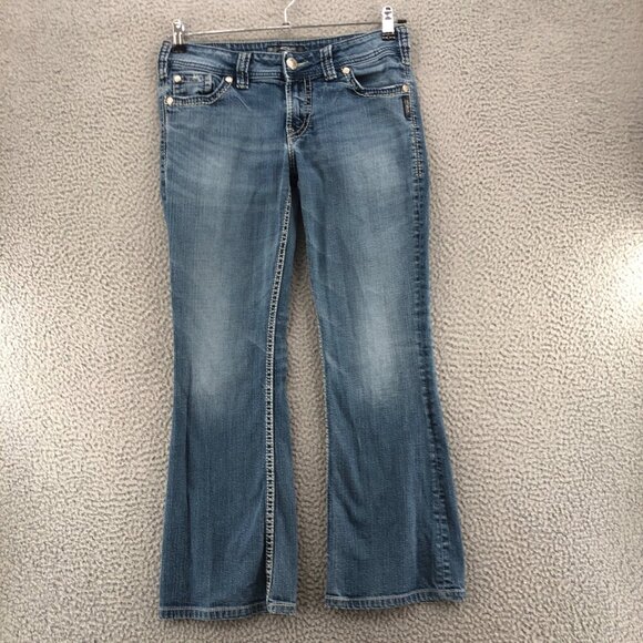 Silver Jeans Womens 30 Suki Surplus Blue Light Wash Denim Contrast Trim Bootcut - Picture 1 of 12